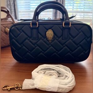 Kurt Geiger Black Quilted Satchel with Gold Emblem